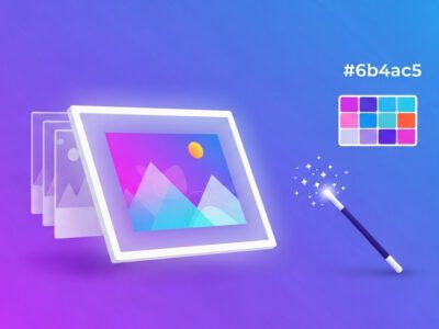 Best AI image generators illustration — generated artwork, color palette and magic wand